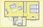 Doppelzimmer / Dreibettzimmer mit separatem Schalfzimmer
