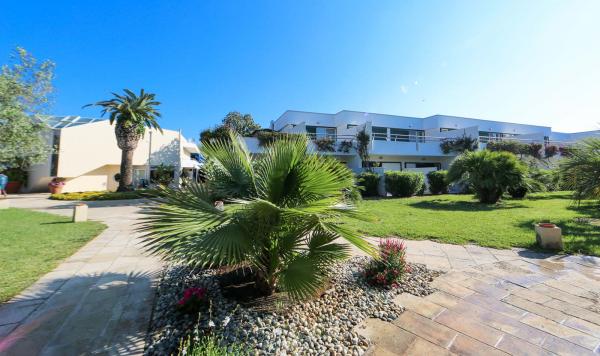 Blick auf den begrünten Weg zu den Wohngebäuden