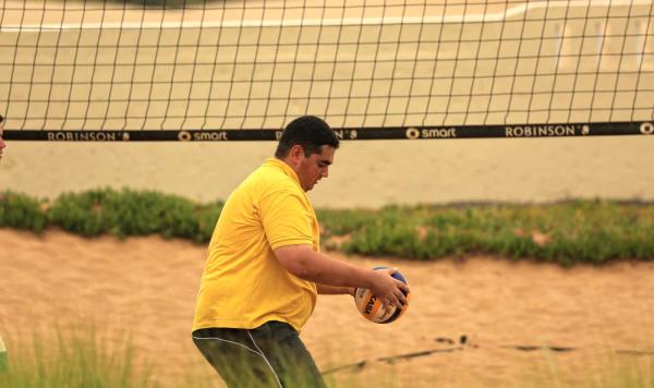 Spaß beim Beachvolleyball