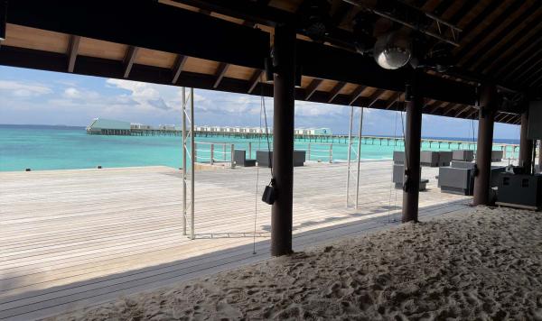 Blick auf die Wasserbungalow