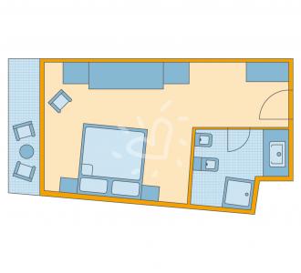 Zimmerskizze Doppel-/Einzelzimmer im Haupthaus