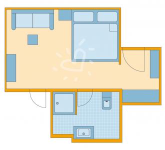 Zimmerskizze Doppel-/Einzelzimmer im Bungalow