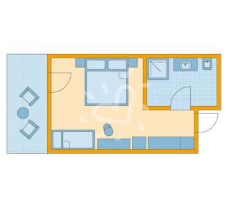 Doppelzimmer im Bungalow mit Meerblick