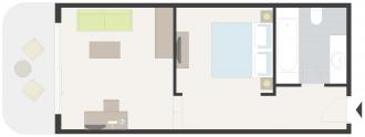 Larger family room with balcony or terrace