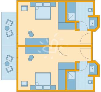 Zimmerskizze Landskron Family Double Room Superior Connecting Door