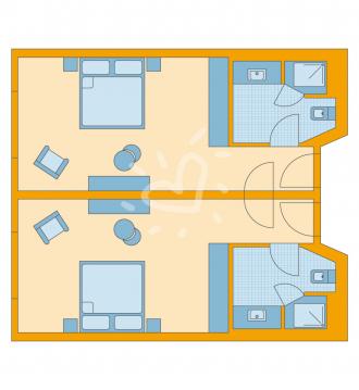 Zimmerskizze Familien-/Doppelzimmer