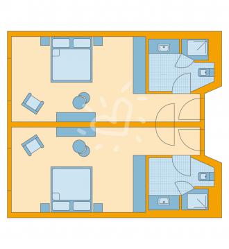 Zimmerskizze Familien-/Doppelzimmer