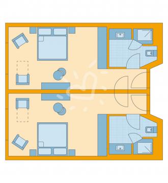 Zimmerskizze Familien-/Doppelzimmer Superior