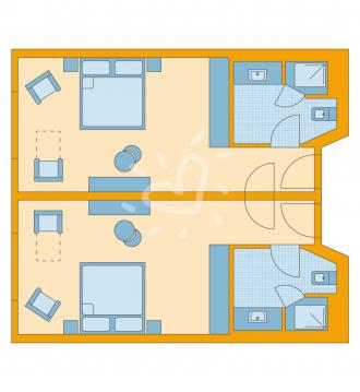 Zimmerskizze Familien-/Doppelzimmer Superior