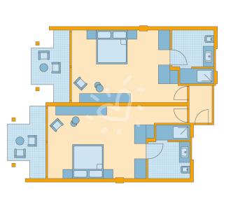 Zimmerskizze Cyprus Family Double Room Superior Connecting Door Verbindungsflur