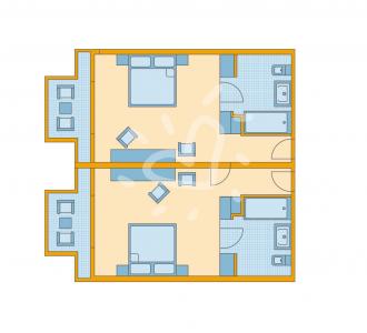Familien-/Doppelzimmer mit Meerblick Skizze