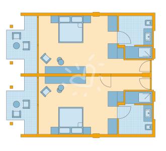 Zimmerskizze Cyprus Family Double Room Superior Partial Sea View Connecting Door