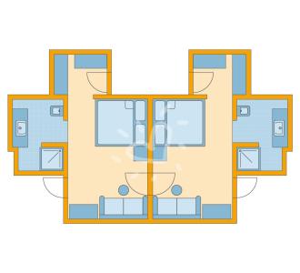 2 Doppelzimmer ohne Verbindungstür für Familien