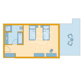 Zimmerskizze Nam Hoi An Deluxe Double Room Garden View Type 2 Einzelbetten