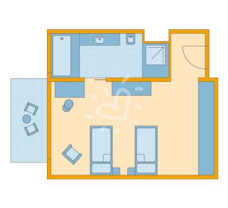 Zimmerskizze Nam Hoi An Deluxe Double Room Garden View Type 1 Einzelbetten