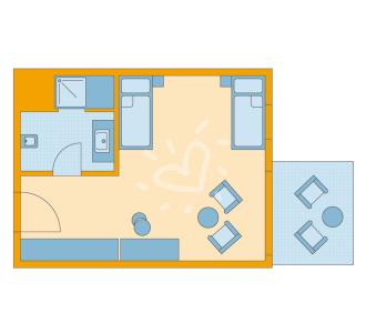 Zimmerskizze Redsina Sharm El Sheikh Double Room Economy Einzelbetten