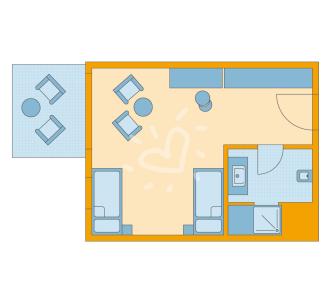 Zimmerskizze Redsina Sharm el Sheikh Double Room Sea View Einzelbetten