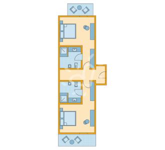 Familienzimmer mit Verbindungstür Meerblick (Vorflur, 2022-2024 renoviert)