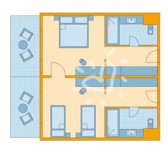 Zimmerskizze Familienzimmer 2 Zimmer mit Verbindungstür